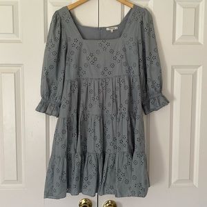 Madewell Blue Eyelet tiered dress